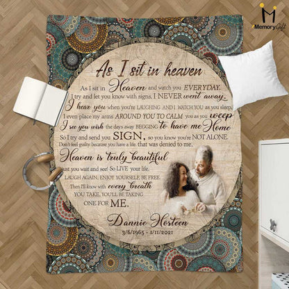 Memorial Blankets With Pictures As I Sit In Heaven Mandala For Loss Of Wife