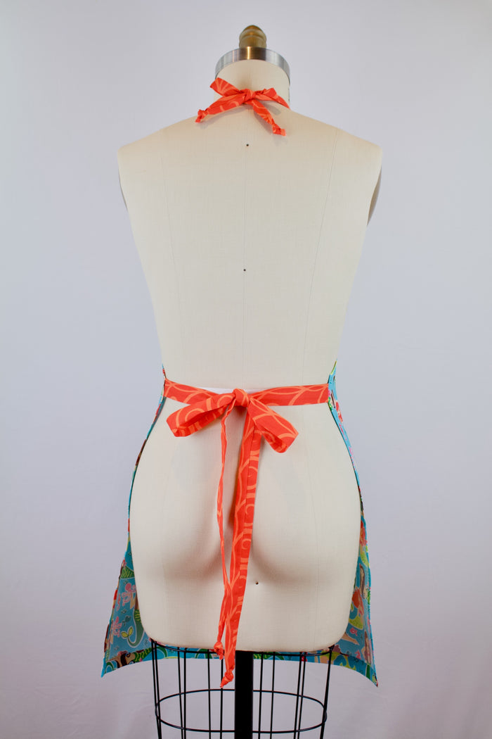 Mermaid Friends Apron-The Blue Peony-Age Group_Adult,Animal_Mermaid,Apron Style_Chef,Category_Apron,Color_Teal,Department_Kitchen,Material_Cotton,Theme_Water Life