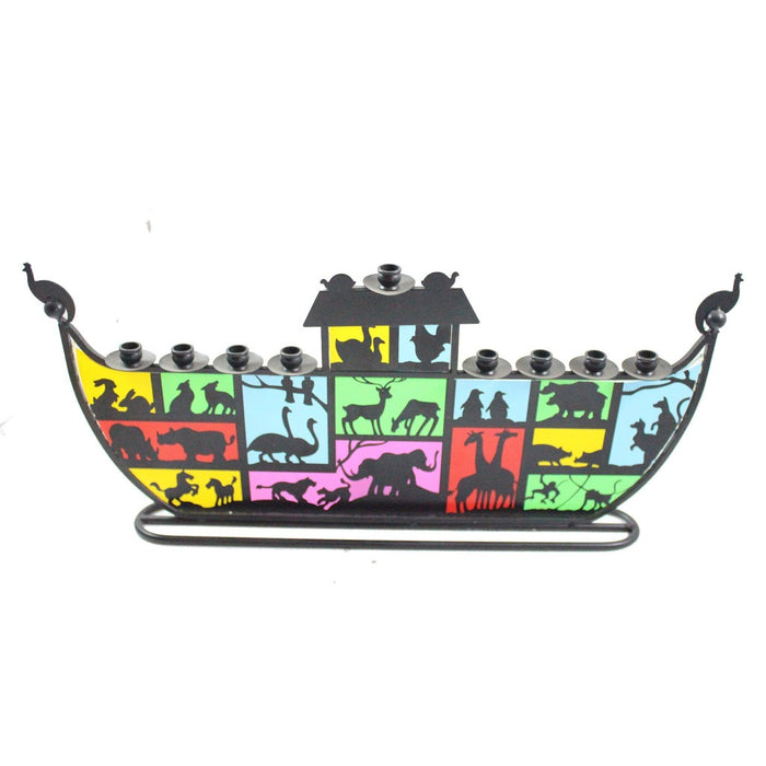 Metal Noah's Ark Silhouette Menorah - Candlestock.com