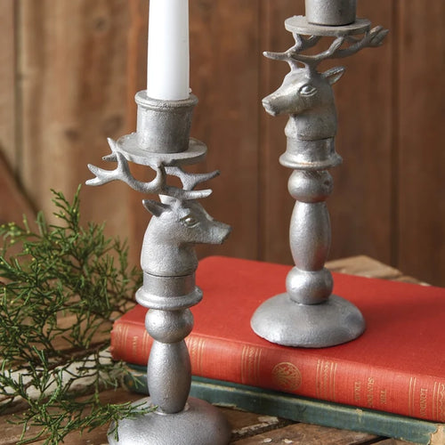 Metal Reindeer Taper Candle Holder
