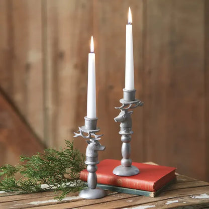 Metal Reindeer Taper Candle Holder