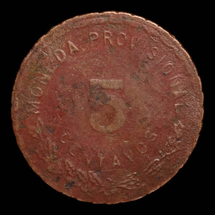 Mexican Revolution, State of Oaxaca, Provisional Currency, Copper 5 Centavos - 1915 - Mexican Revolution