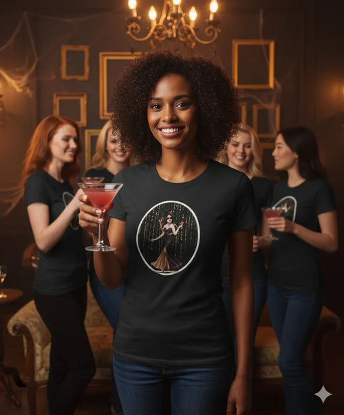 Midnight Glamour: Bewitching Pinup Halloween Tee