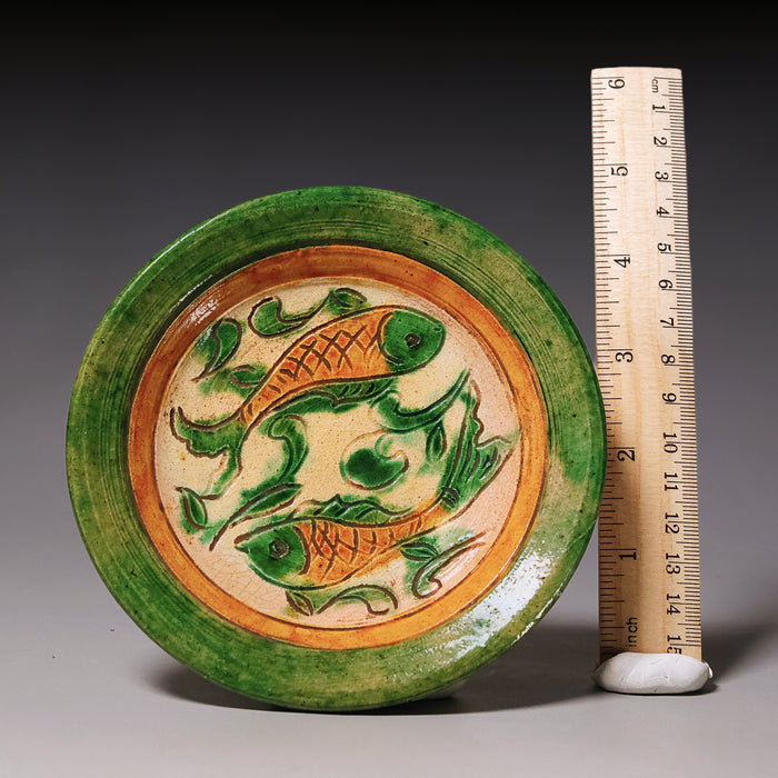 Ming Dynasty, Sancai Glazed Plate with Fish Design