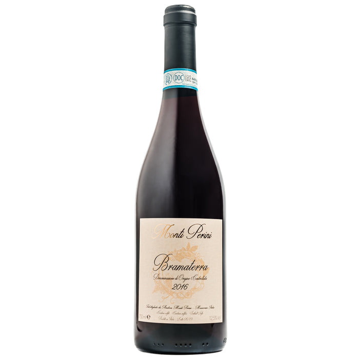 Monti Perini Bramaterra 2016 wine bottle with foil neck and front label