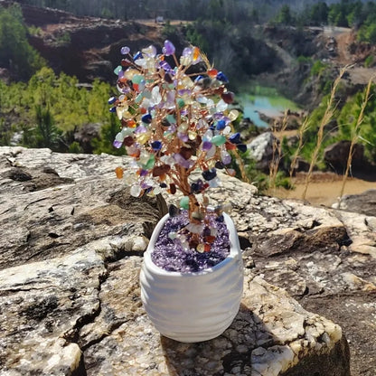 This is the left side of this multi-gemstone crystal tree