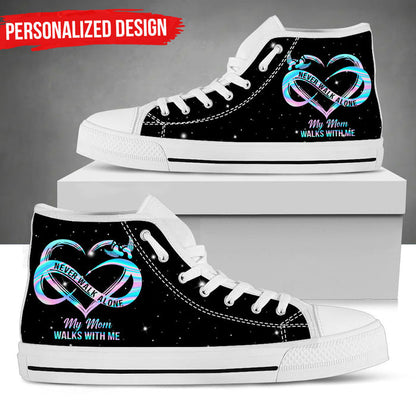 Never Walk Alone Memorial Infinity Heart Personalized High Top Shoes