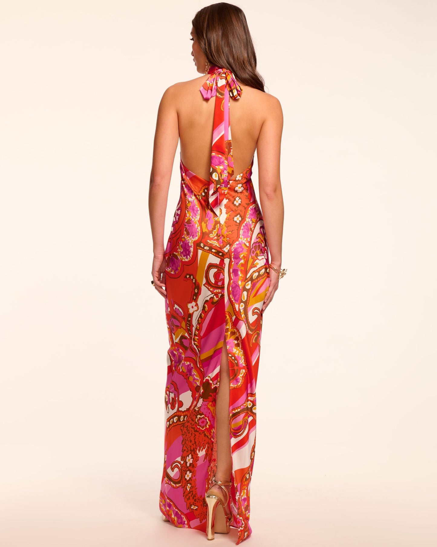 Tatiana Printed Silk Halter Gown