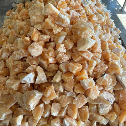 Table filled with orange calcite