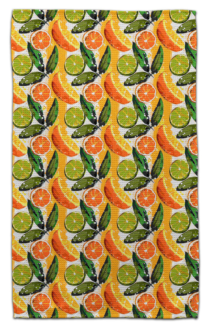 Orange Lime Waffle Weave Towel - CJ Bella Co.