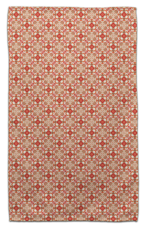 Orange Square Grid Waffle Weave Towel - CJ Bella Co.
