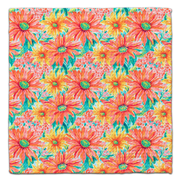 Orange Sunflowers Waffle Weave Washcloth