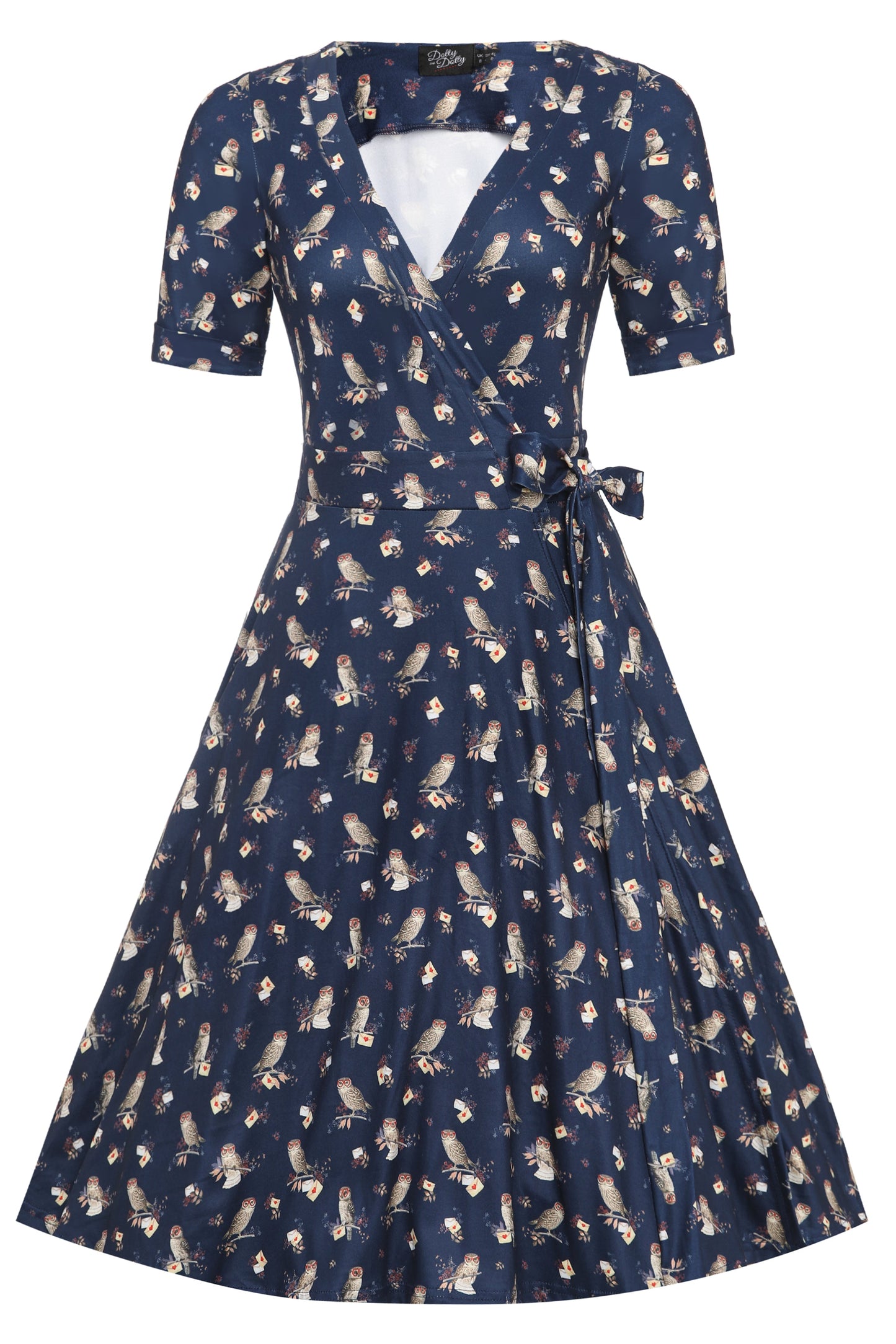 Matilda Oxford Blue Owl Wrap Dress