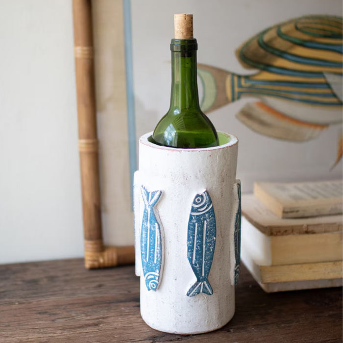 Painted Clay Sardine Vase