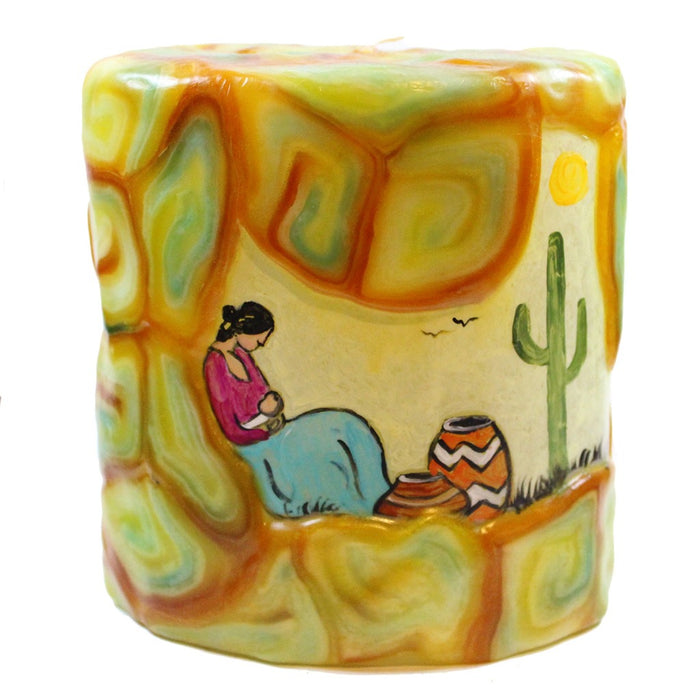 Painted Oval Candle - Southwestern Scene - Candlestock.com
