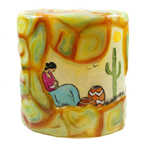 Painted Oval Candle - Southwestern Scene - Candlestock.com