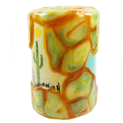 Painted Oval Candle - Southwestern Scene - Candlestock.com