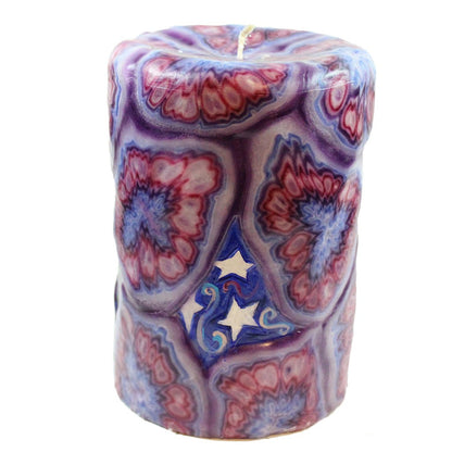 Painted Veneer Pillar Candle - Two Dragonflies And The Moon - Candlestock.com