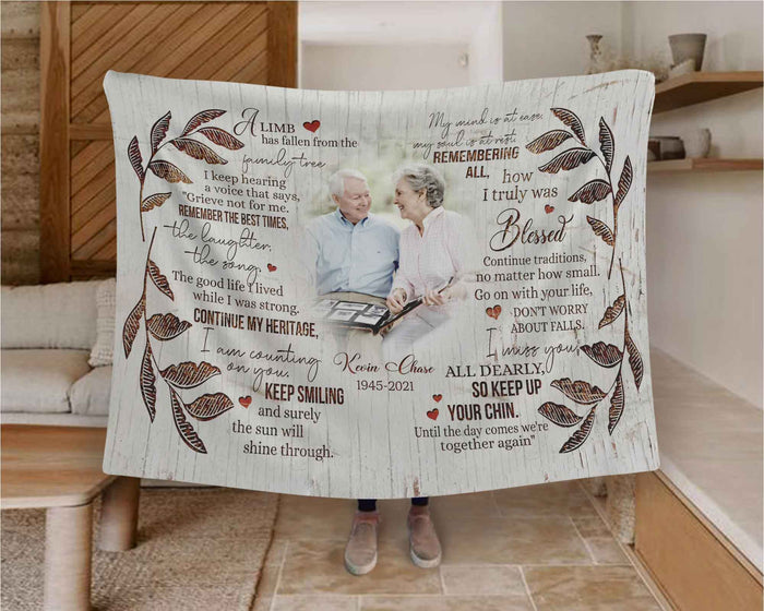 Personalized A Limb Has Fallen Memorial Blankets For Loss Of Mother/Father, In Loving Memory Gift