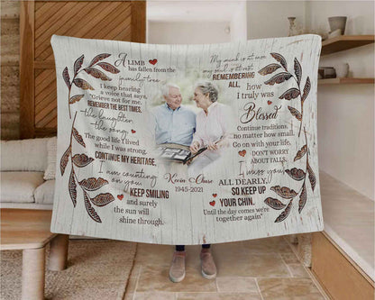 Personalized A Limb Has Fallen Memorial Blankets For Loss Of Mother/Father, In Loving Memory Gift