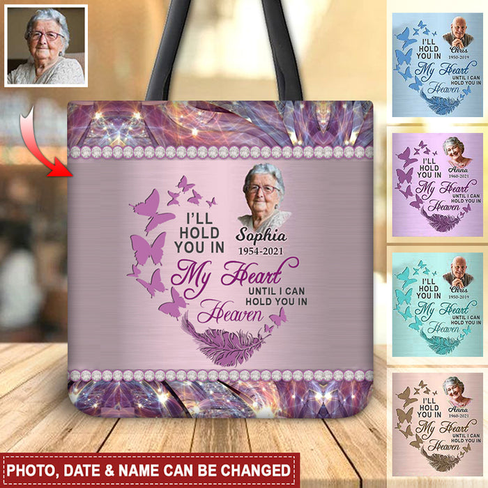 Personalized I'll Hold You In My Heart Upload Photo Tote Bag