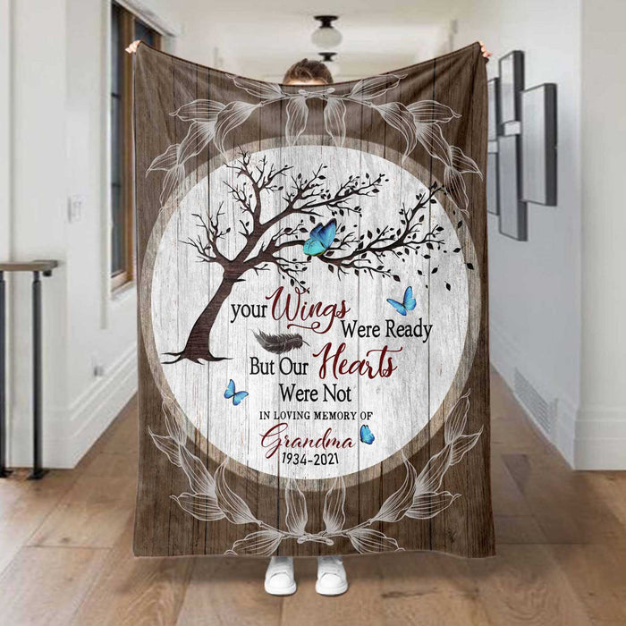 Personalized In Loving Memory Butterfly Memorial Blankets For Loss Of Loved One, Condolence Gift