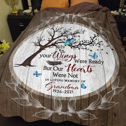 Personalized In Loving Memory Butterfly Memorial Blankets For Loss Of Loved One, Condolence Gift