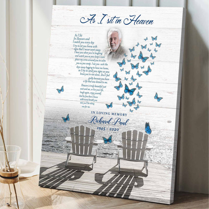 Personalized memorial gifts for loss of mother and father, As I Sit In Heaven Butterfly Personalized Wall Art, Memorial Gift Loss Of Father