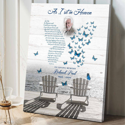 Personalized memorial gifts for loss of mother and father, As I Sit In Heaven Butterfly Personalized Wall Art, Memorial Gift Loss Of Father