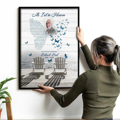Personalized memorial gifts for loss of mother and father, As I Sit In Heaven Butterfly Personalized Wall Art, Memorial Gift Loss Of Father