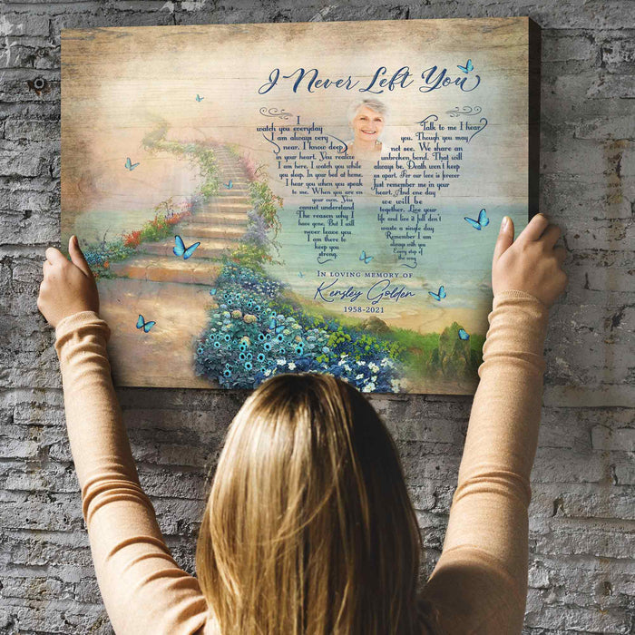 Personalized Memorial Gifts For Loss Of Mother, I Never Left You Poem Canvas Prints