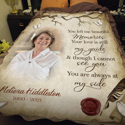 Personalized Memory Blanket For Loss Of Mother, You Left Me Beautiful Memories, In Memory Throw Blanket, Funeral Gifts Blankets