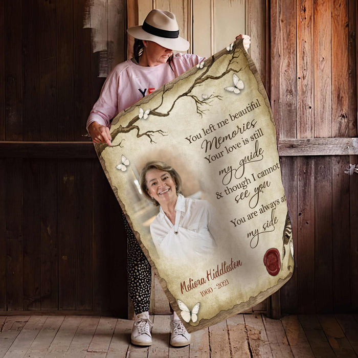 Personalized Memory Blanket For Loss Of Mother, You Left Me Beautiful Memories, In Memory Throw Blanket, Funeral Gifts Blankets