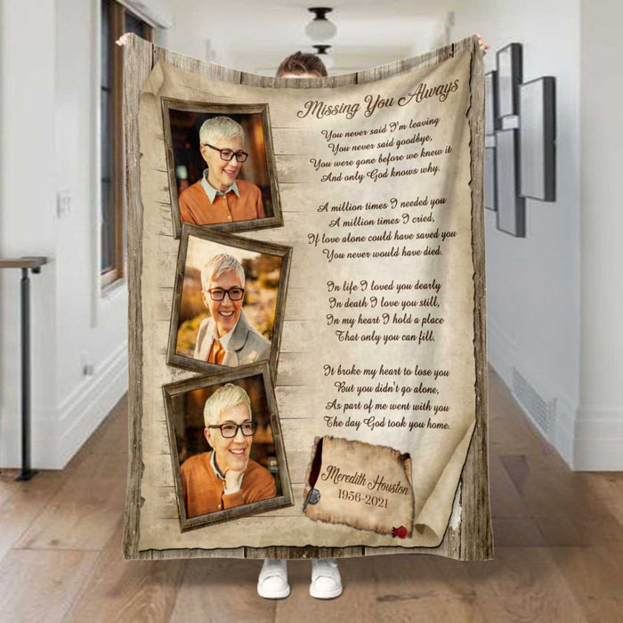 Personalized Sympathy Blankets For Loss Of Mother, Missing You Always, In Memory Throw Blanket, Comfort Blankets For Grieving, Bereavement Blankets