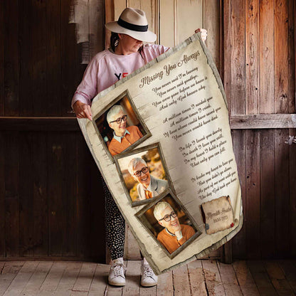 Personalized Sympathy Blankets For Loss Of Mother, Missing You Always, In Memory Throw Blanket, Comfort Blankets For Grieving, Bereavement Blankets