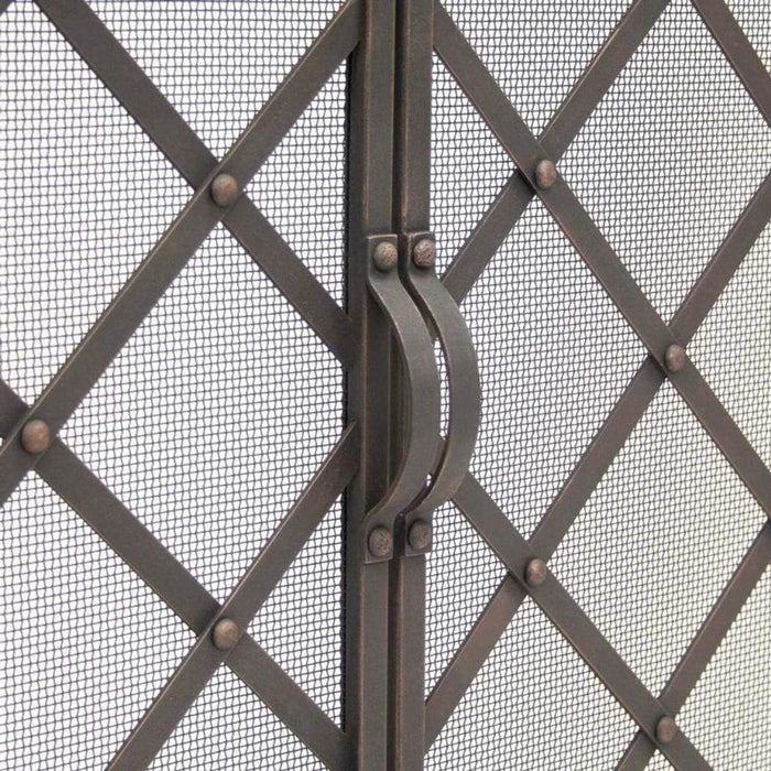 Pilgrim - 42" Distressed Bronze Iron Weave Door Screen