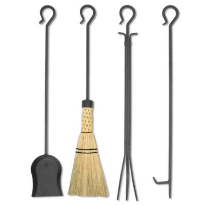 Pilgrim - Matte Black Forged Large Hearth with Corn Broom