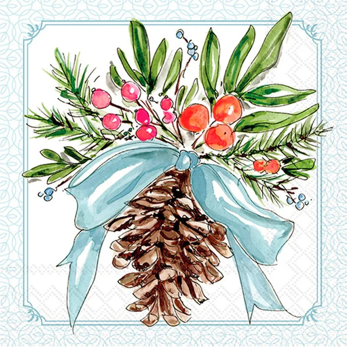 Pinecones & Ribbons Cocktail Napkins