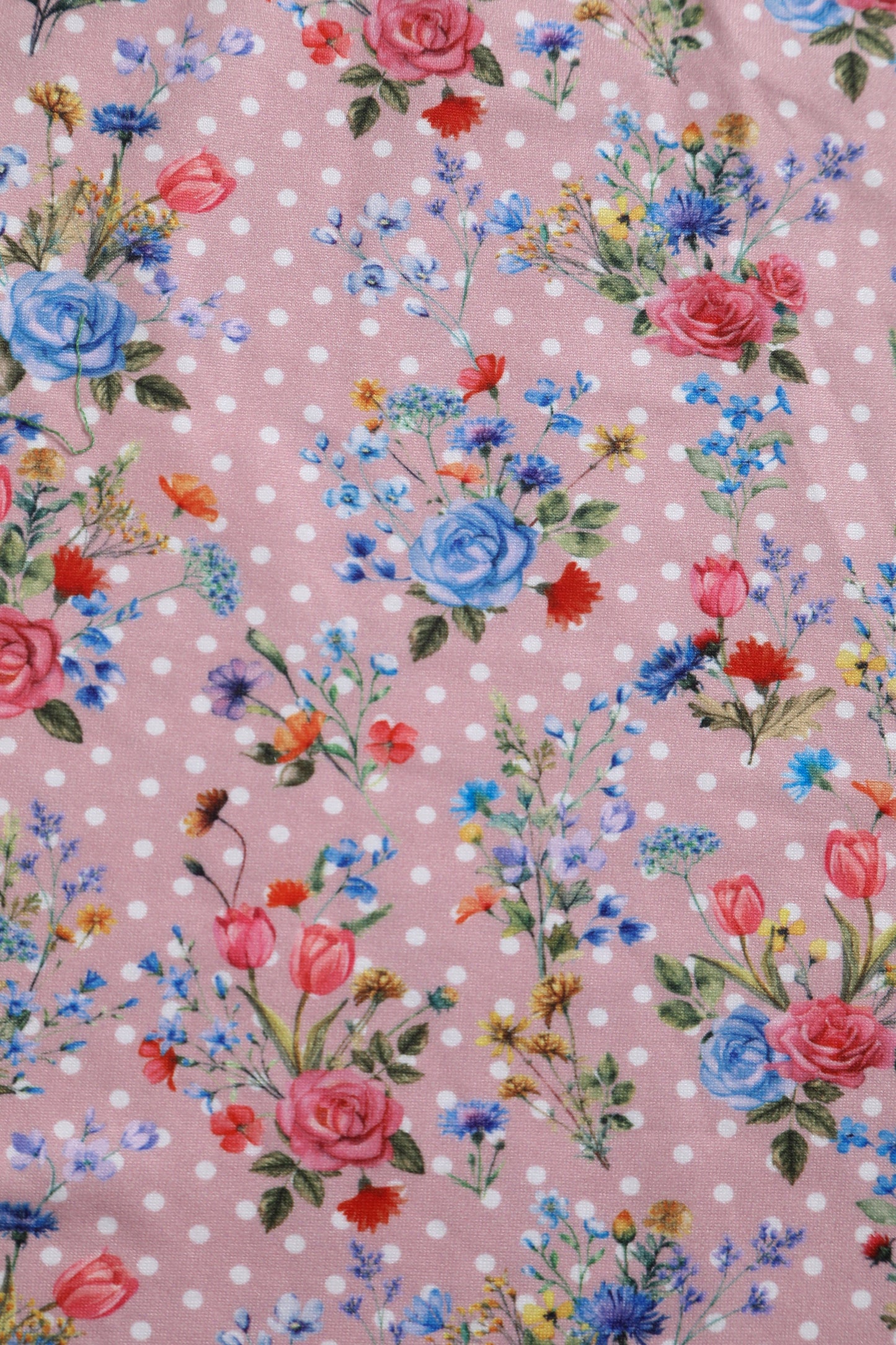 Janice Pink Floral Polka Dot Petal Sleeve Dress
