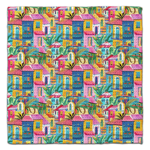 Pink Houses Waffle Weave Washcloth