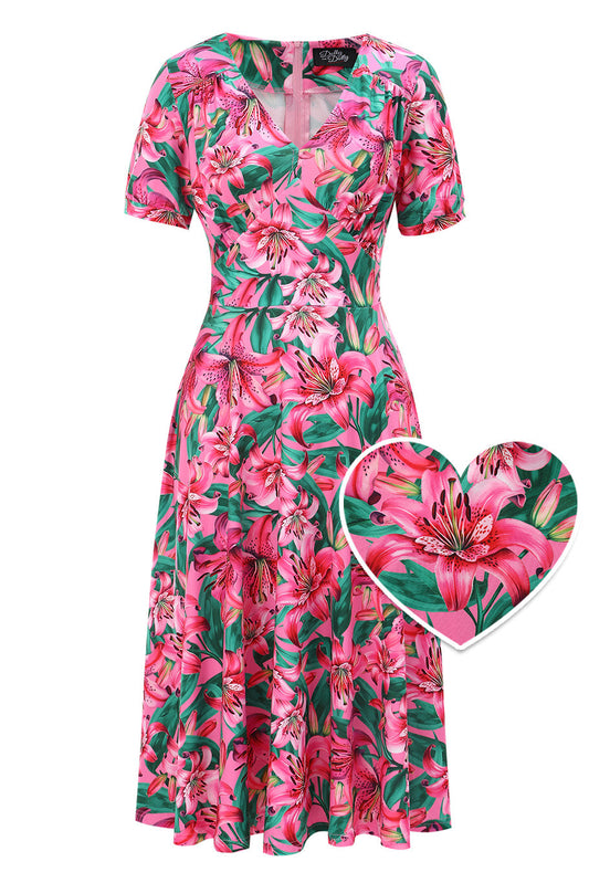 Julia Pink Lily Midi Dress