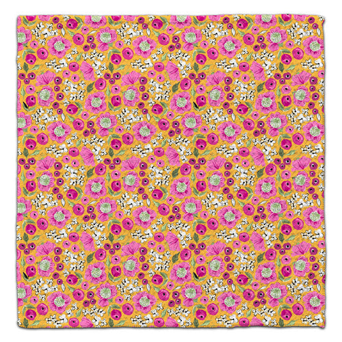 Pink & Yellow Pansy Waffle Weave Washcloth
