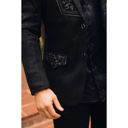 Platini Men's Embroidered Suede Blazer