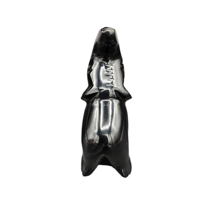 This is the back side of this Obsidian elephant figurine