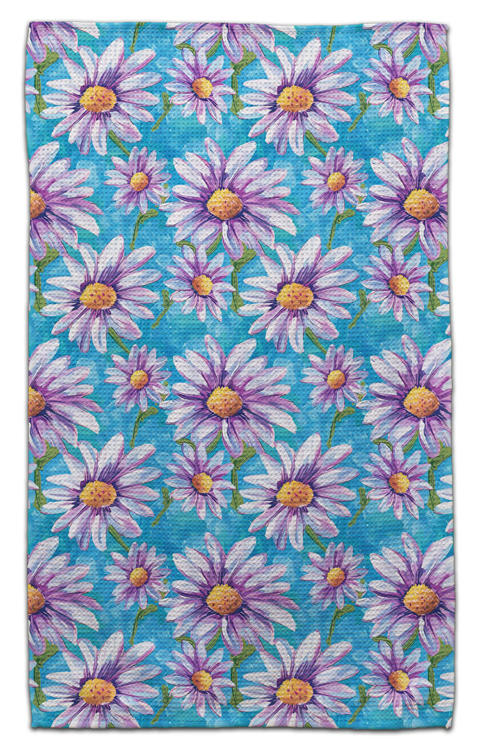 Purple Daisy Waffle Weave Towel - CJ Bella Co.