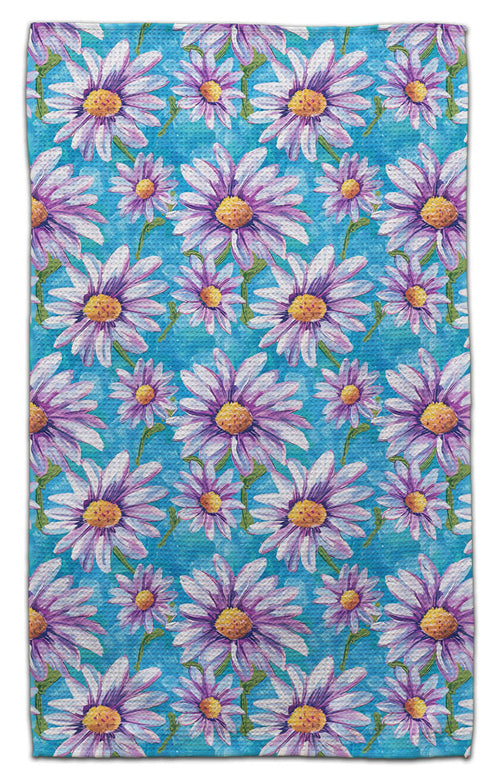 Purple Daisy Waffle Weave Towel - CJ Bella Co.
