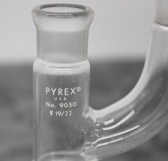 Pyrex 300mL Flat Bottom Recovery Flask 24/40 and Three-Way Claisen Adapter 19/22
