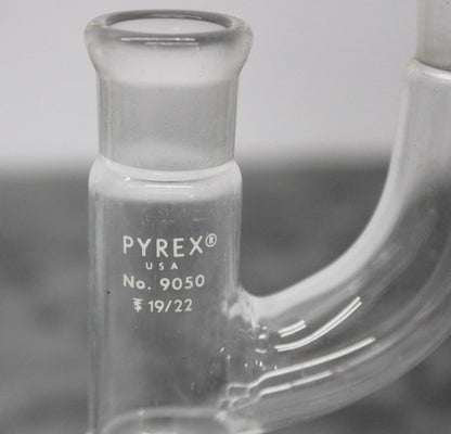 Pyrex 300mL Flat Bottom Recovery Flask 24/40 and Three-Way Claisen Adapter 19/22
