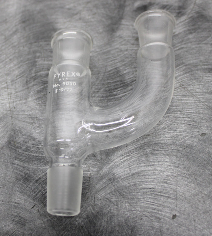 Pyrex 300mL Flat Bottom Recovery Flask 24/40 and Three-Way Claisen Adapter 19/22