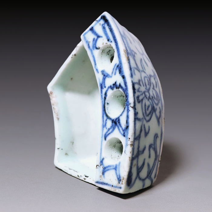 Qing Dynasty, Blue and White Hand Painted Ceramic Calligraphy Brush Holder